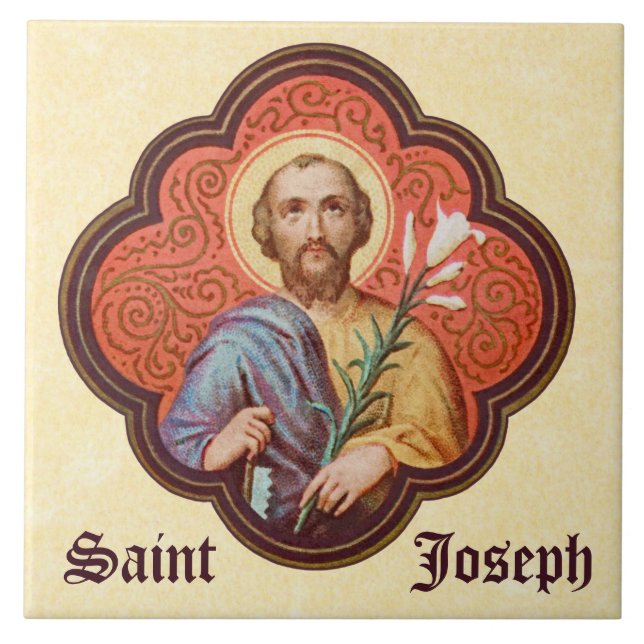 Portrait von St. Joseph in einer Oktofolie (TF 02) Fliese (Vorderseite)