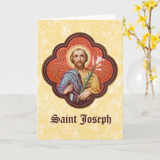 Portrait von St. Joseph in einer Oktofolie (TF 02) Karte (Gelbe Blume)