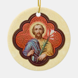 Portrait von St. Joseph in einer Oktofolie (TF 02) Keramik Ornament