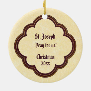 Portrait von St. Joseph in einer Oktofolie (TF 02) Keramik Ornament