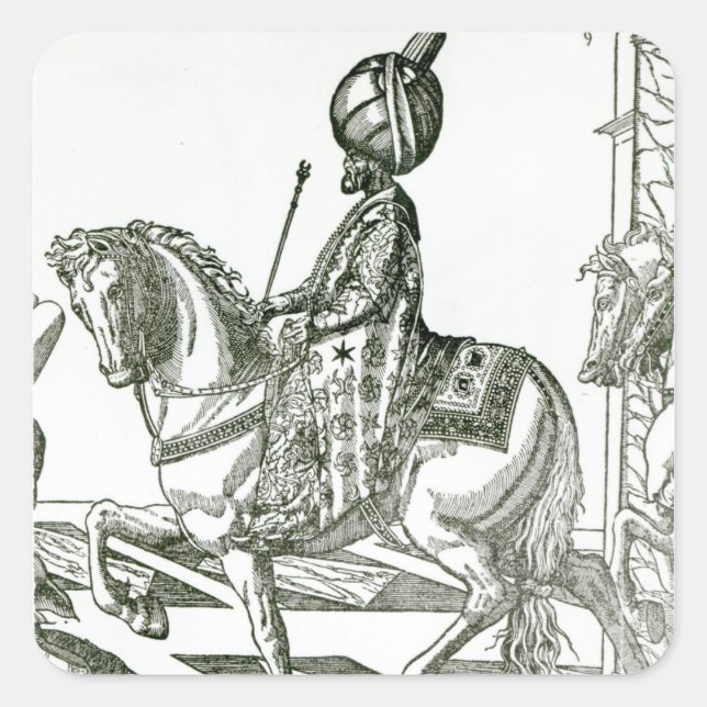 Portrait von Suleiman, dem prächtigen Quadratischer Aufkleber (Vorderseite)