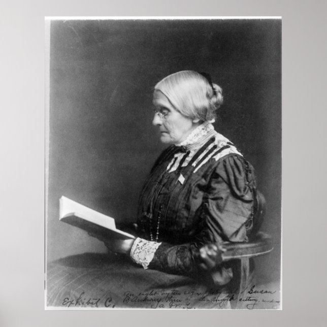Portrait von Susan B. Anthony Reading a Book Poster (Vorne)