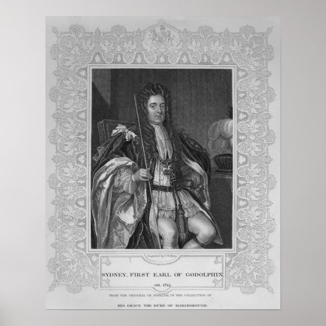 Portrait von Sydney, Erster Earl of Godolphin Poster (Vorne)