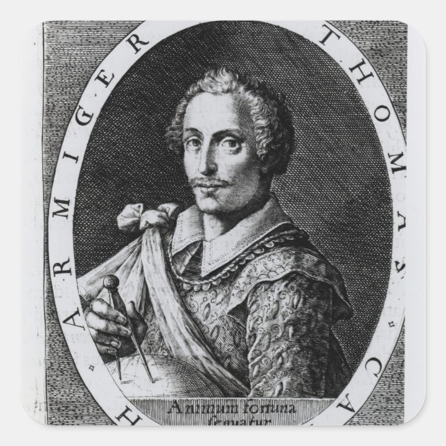 Portrait von Thomas Cavendish Quadratischer Aufkleber (Vorderseite)