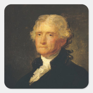 Portrait von Thomas Jefferson Quadratischer Aufkleber