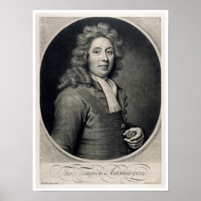 Portrait von Thomas Tompion, eingraviert von John Poster (Vorne)
