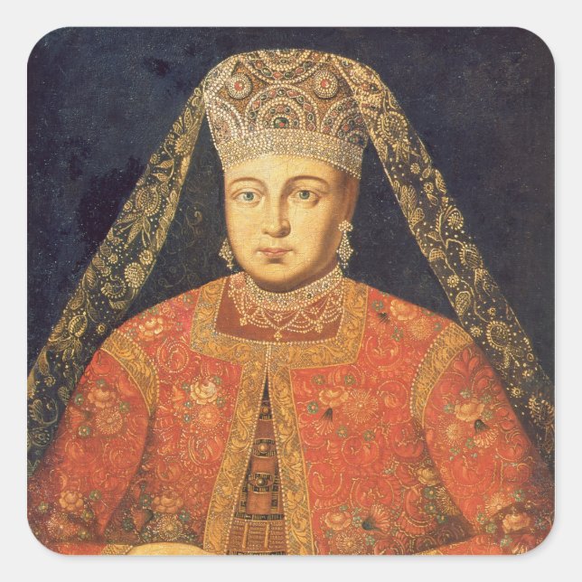 Portrait von Tsarina Marfa Matveyevna Quadratischer Aufkleber (Vorderseite)