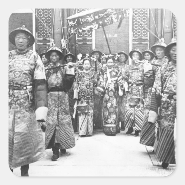 Portrait von Tz'U-Hsi (1835-1908) Kaiserin Dowager Quadratischer Aufkleber (Vorderseite)