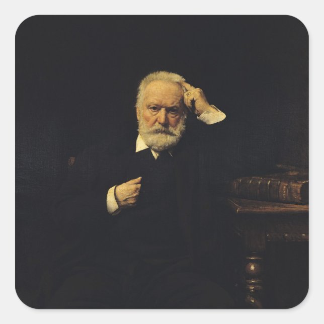 Portrait von Victor Hugo 1879 Quadratischer Aufkleber (Vorderseite)