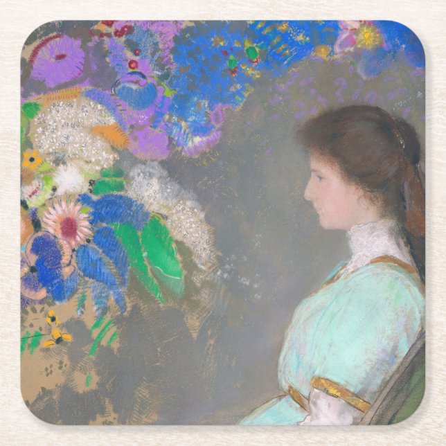 Portrait von Violette Heymann, Redon Rechteckiger Pappuntersetzer (Vorderseite)