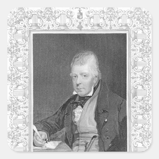 Portrait von Walter Scott Quadratischer Aufkleber (Vorderseite)