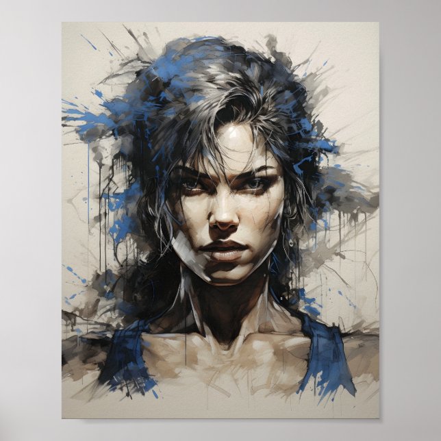 Portrait von weiblichen Bodybuilder Pen und Tinten Poster (Vorne)