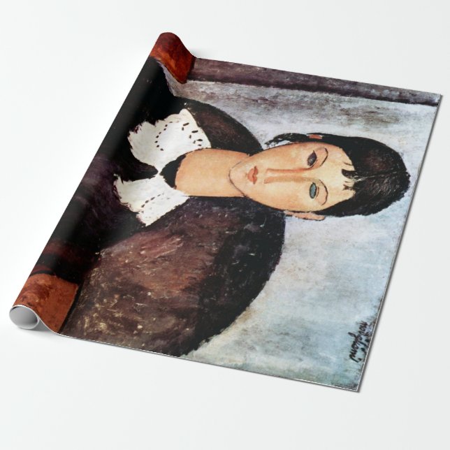 Portrait von weißem Collar, Modigliani Geschenkpapier (Ungerollt)