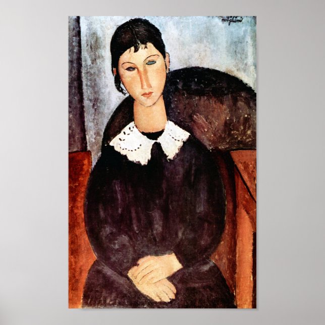 Portrait von weißem Collar, Modigliani Poster (Vorne)