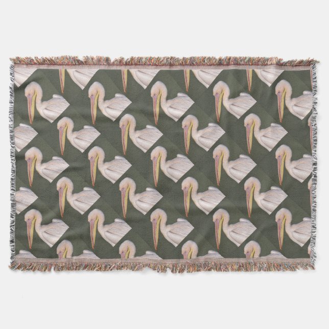 Portrait von weißem Pelikan Decke (Vorderseite)