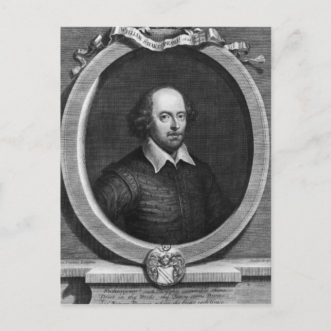 Portrait von William Shakespeare 1719 Postkarte (Vorderseite)