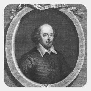 Portrait von William Shakespeare 1719 Quadratischer Aufkleber