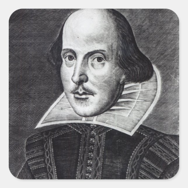 Portrait von William Shakespeare Quadratischer Aufkleber (Vorderseite)