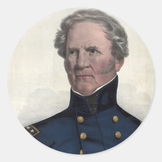Portrait von Winfield Scott Aufklebern Runder Aufkleber (Vorderseite)