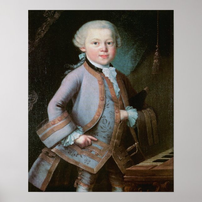 Portrait von Wolfgang Amadeus Mozart Poster (Vorne)