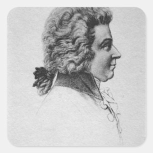 Portrait von Wolfgang Amadeus Mozart Quadratischer Aufkleber
