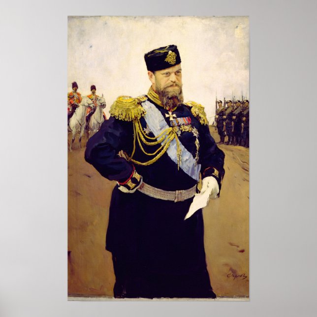 Portrait von Zar Alexander III, 1900 Poster (Vorne)