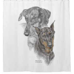 Portrait von zwei Dobermans Duschvorhang