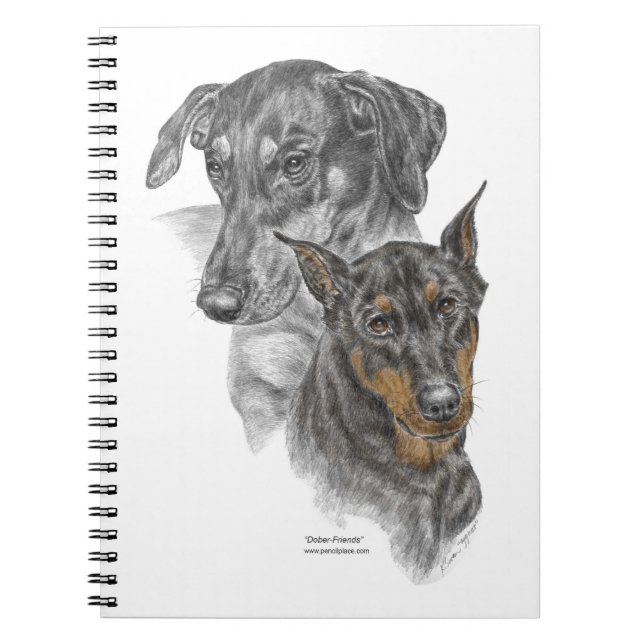 Portrait von zwei Dobermans Notizblock (Vorderseite)