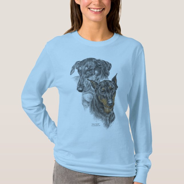 Portrait von zwei Dobermans T-Shirt (Vorderseite)