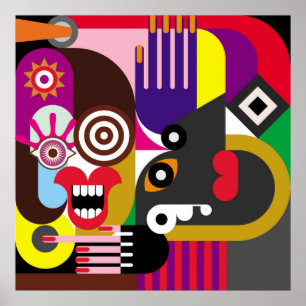 Portrait von zwei Frauen - Farbillustrierung. Frau Poster