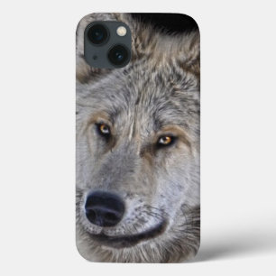 Portrait "White Arctic Wolf Face Wildlife" iPhone 13 Hülle