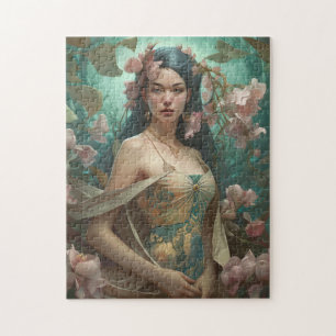 Portrait Woman im Jugendstil-Puzzle Puzzle