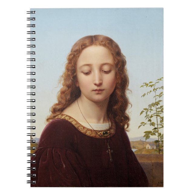 Portrait Young Woman Ernst Deger Gemälde Canv Notizblock (Vorderseite)