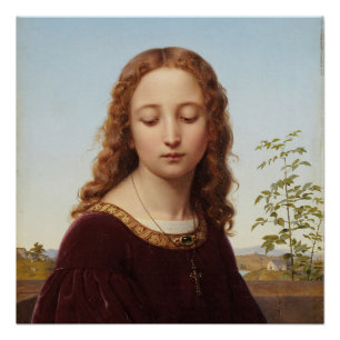 Portrait Young Woman Ernst Deger Gemälde Canv Poster