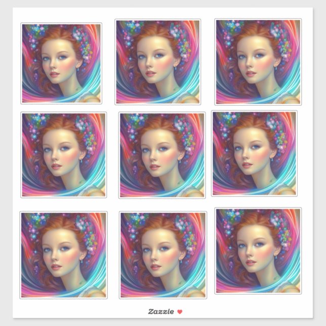 Portraitaufkleber für das verzauberte Regenbogenha Aufkleber (Blatt)