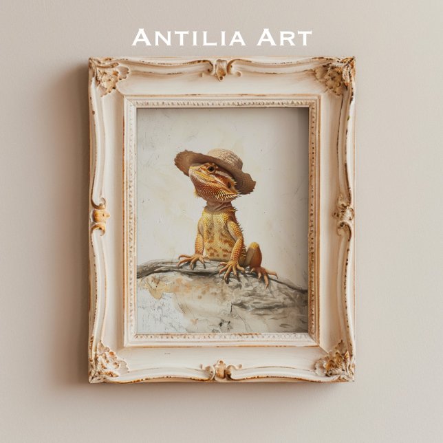 Portraitmalerei aus Bartdrachen Pogona Reptil Poster (Von Creator hochgeladen)