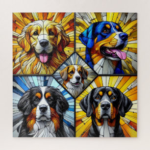 Portraits aus festem Glas für Hunde mit kräftiger  Puzzle