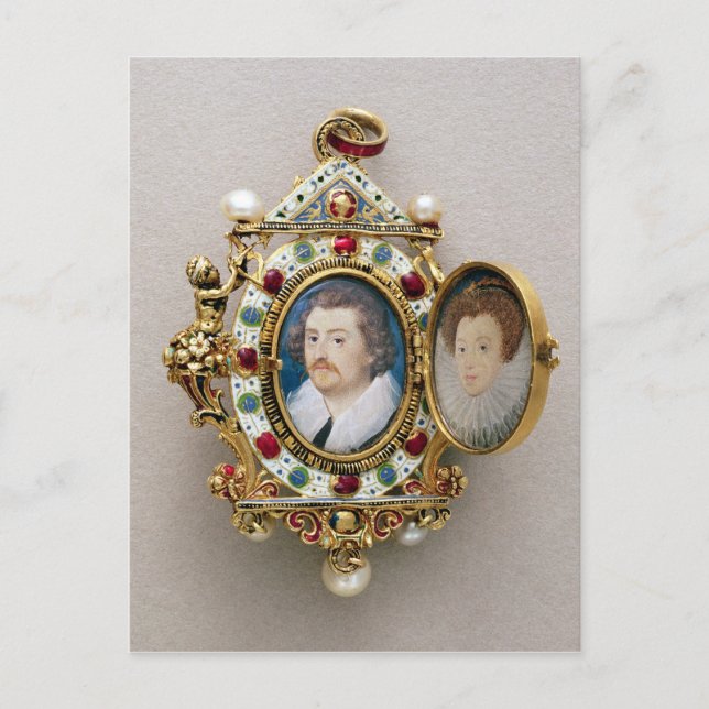 Portraits unbekannter Männer und Frauen, c.1590 Postkarte (Vorderseite)