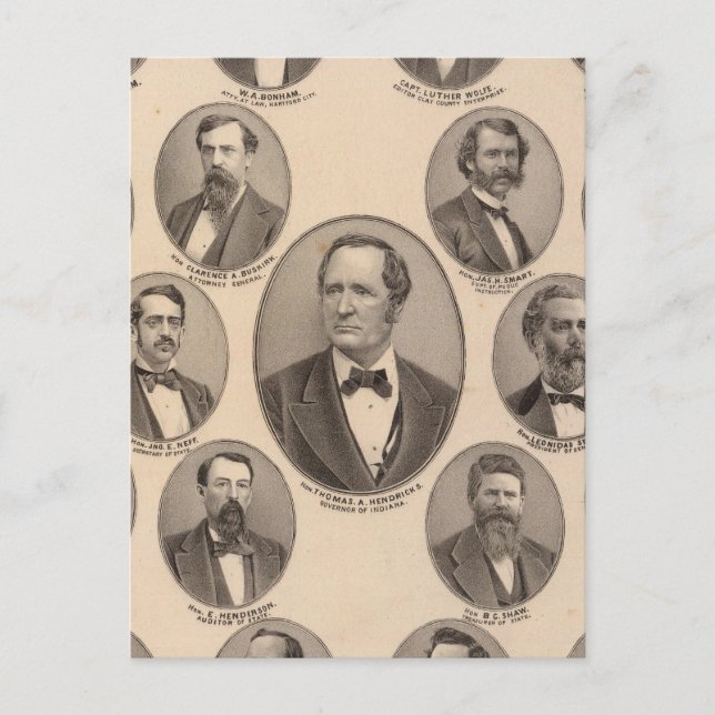Portraits von Hon Thomas A Hendricks Postkarte (Vorderseite)