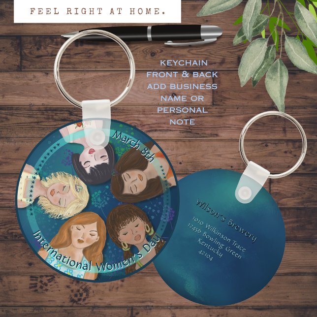Portraits zum Internationalen Frauentag Schlüsselanhänger (International Women's Day Women Portraits blue Keychain)