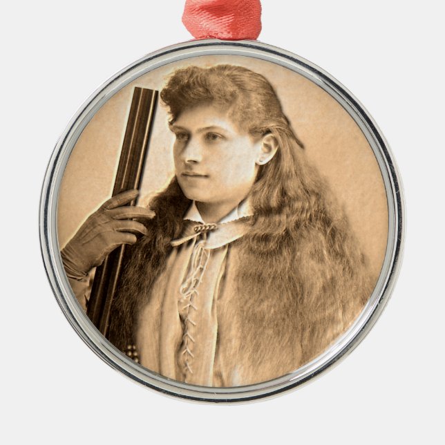 Porträt Annie Oakley Silbernes Ornament (Vorne)