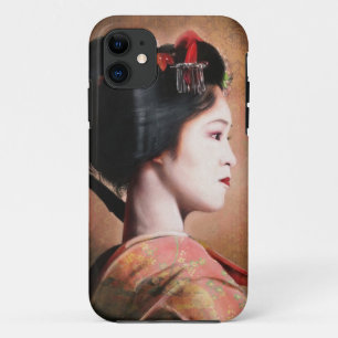 Porträt der digitalen Malerei der schönen Geisha iPhone 11 Hülle