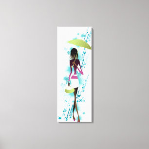 Porträt der jungen Frau Geldbeutel und Regenschir Leinwanddruck