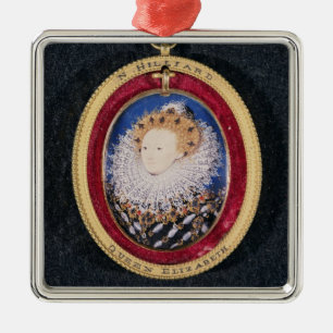 Porträt der Königin Elizabeth I (w/c auf Silbernes Ornament