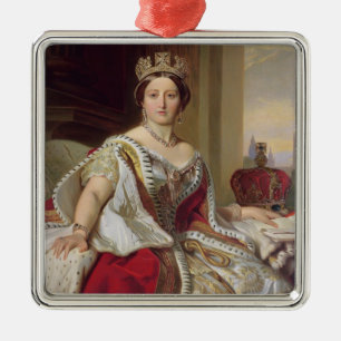 Porträt der Königin Victoria (1819-1901) 1859 (Öl Silbernes Ornament