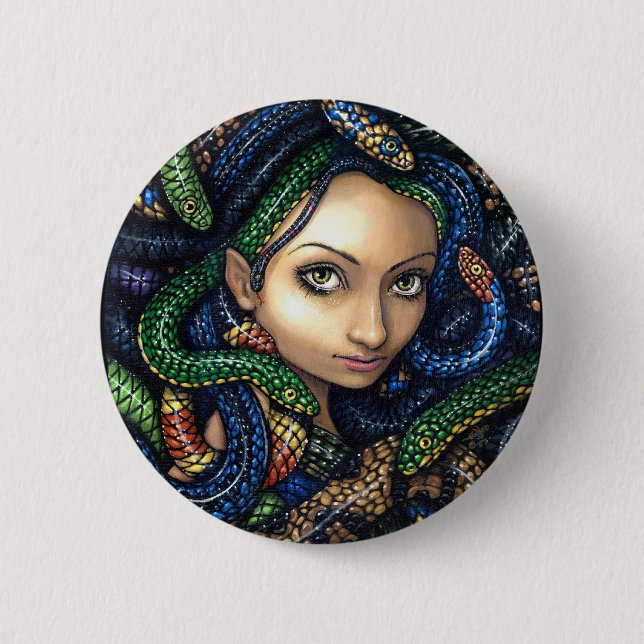 "Porträt der Medusa" Knopf Button (Vorderseite)