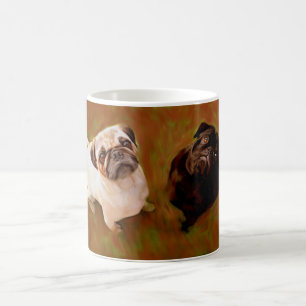 Porträt der Mops Aquarellkunst Tasse