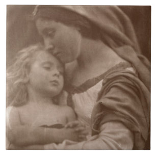 Porträt der Mutter und des Kindes (Sepia-Foto) Fliese