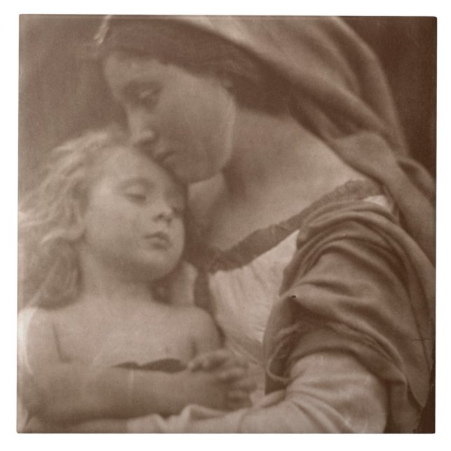 Porträt der Mutter und des Kindes (Sepia-Foto) Fliese (Vorderseite)