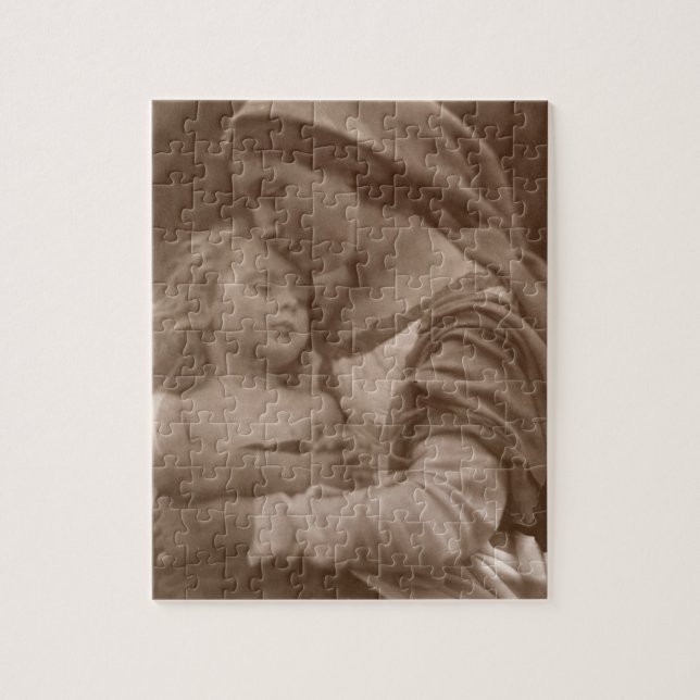 Porträt der Mutter und des Kindes (Sepia-Foto) Puzzle (Vertikal)
